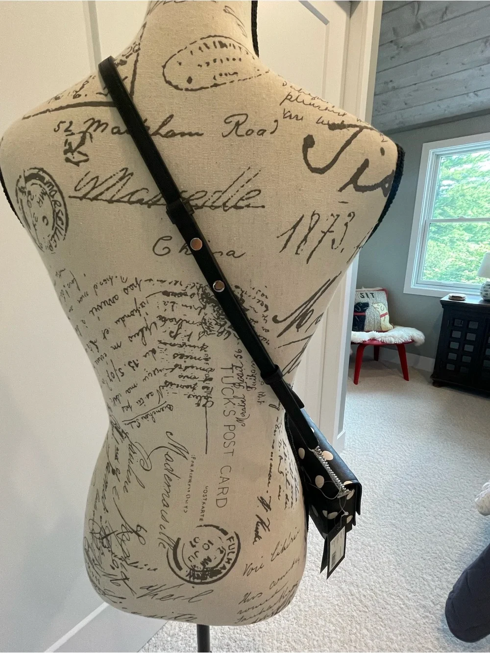 kate spade Black and Cream Polka Dot Crossbody Bag